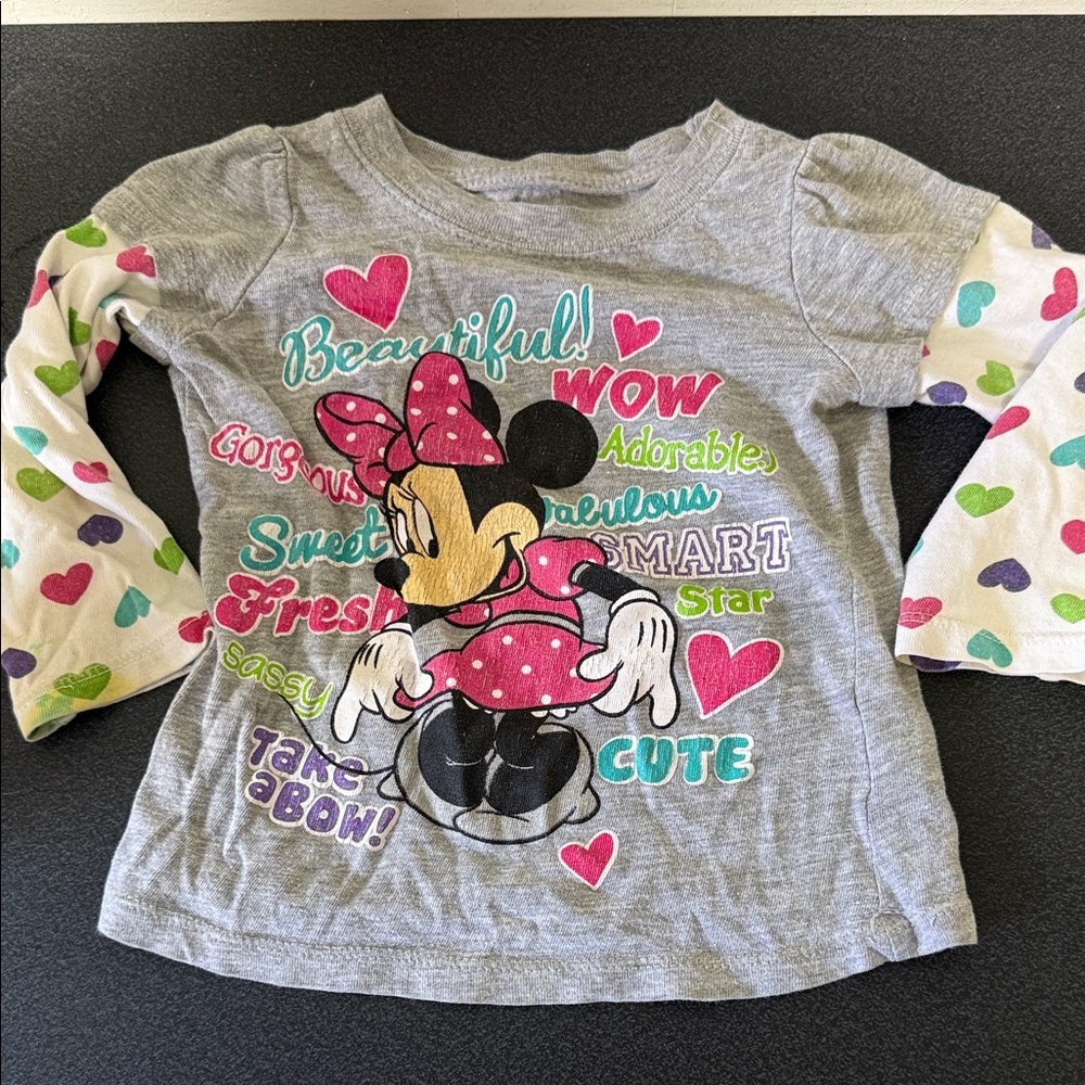 Disney Minnie Mouse Long Sleeve Shirt with Heart Accents Y2K